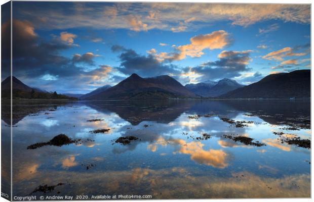 Loch Leven reflections Canvas Print by Andrew Ray