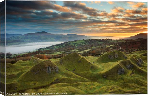 Morning at the Llangattock Escarpment Canvas Print by Andrew Ray