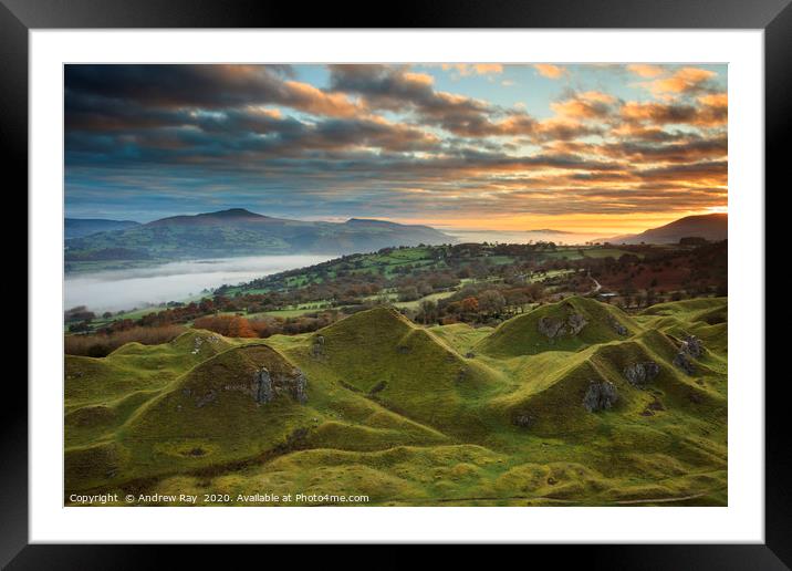 Morning at the Llangattock Escarpment Framed Mounted Print by Andrew Ray
