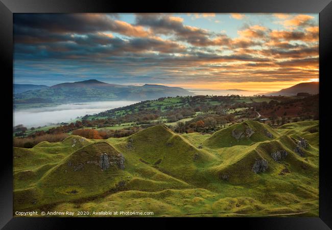 Morning at the Llangattock Escarpment Framed Print by Andrew Ray