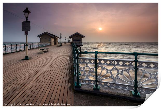 Penarth Pier at sunrise Print by Andrew Ray