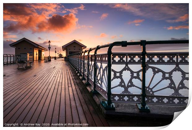 Pier at sunrise (Penarth) Print by Andrew Ray
