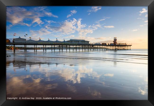 Pier reflections at Paignton Framed Print by Andrew Ray