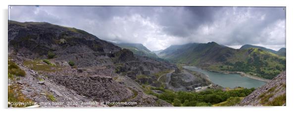 Chwarel Dinorwig and Llanberis Pass. Acrylic by mark baker