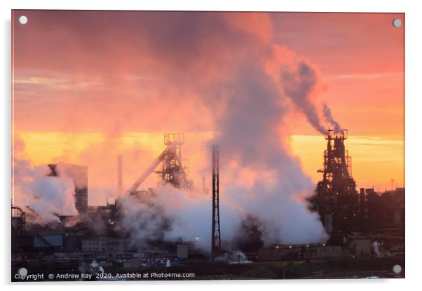 Port Talbot sunset Acrylic by Andrew Ray