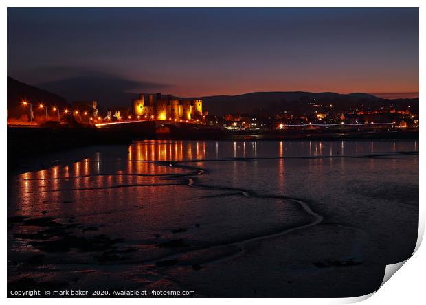 Conway Castle at night. Print by mark baker