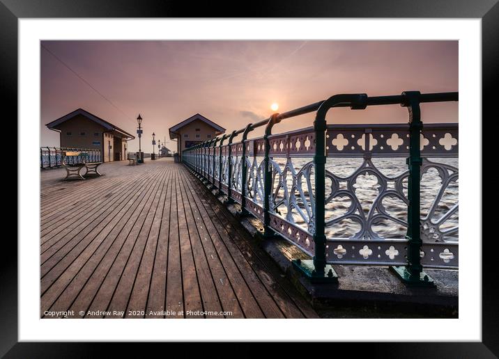 Rising sun from Penarth Pier Framed Mounted Print by Andrew Ray