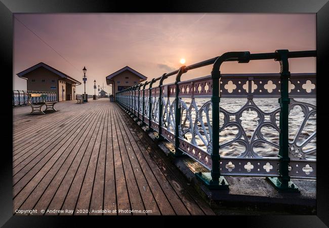 Rising sun from Penarth Pier Framed Print by Andrew Ray