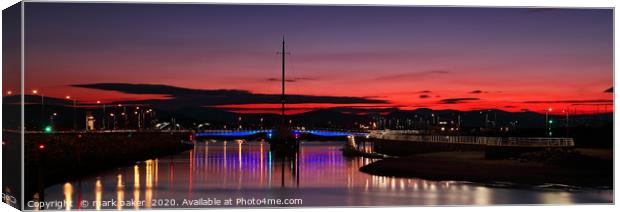 Foryd Harbour, Rhyl at sunset. Canvas Print by mark baker