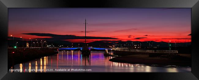 Foryd Harbour, Rhyl at sunset. Framed Print by mark baker
