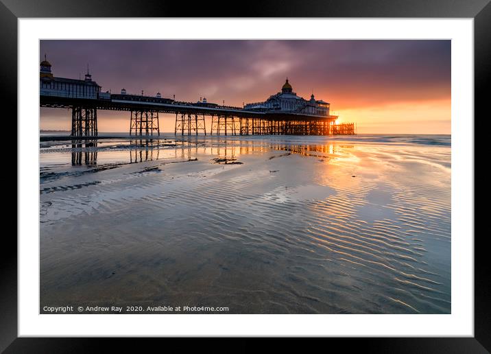 Sand Ripples at sunset (Eastbourne Pier) Framed Mounted Print by Andrew Ray