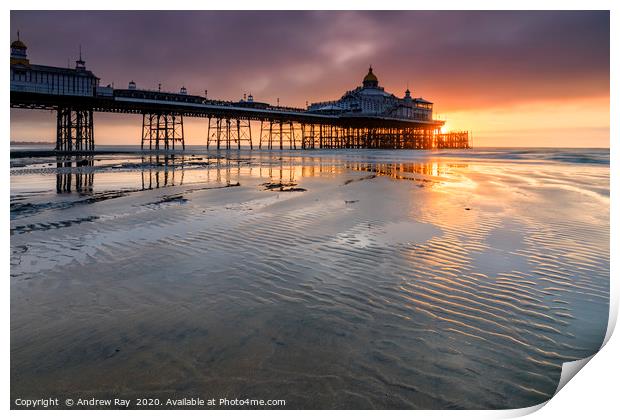 Sand Ripples at sunset (Eastbourne Pier) Print by Andrew Ray