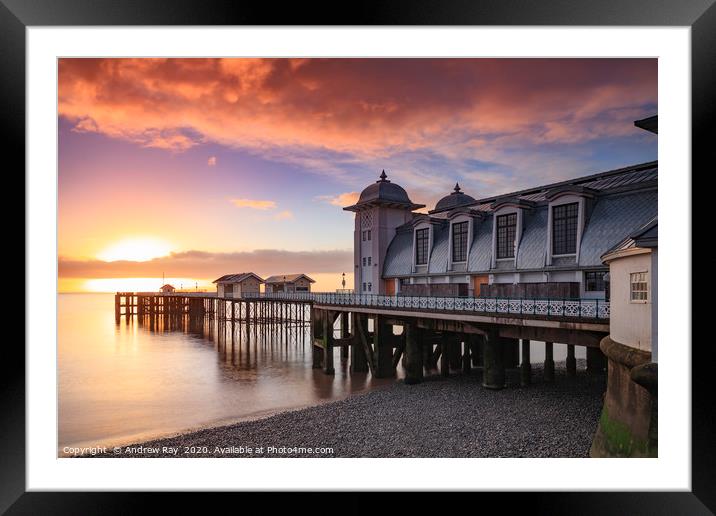 Sunrise at Penarth Pier Framed Mounted Print by Andrew Ray