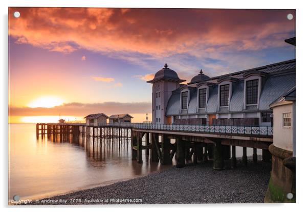 Sunrise at Penarth Pier Acrylic by Andrew Ray