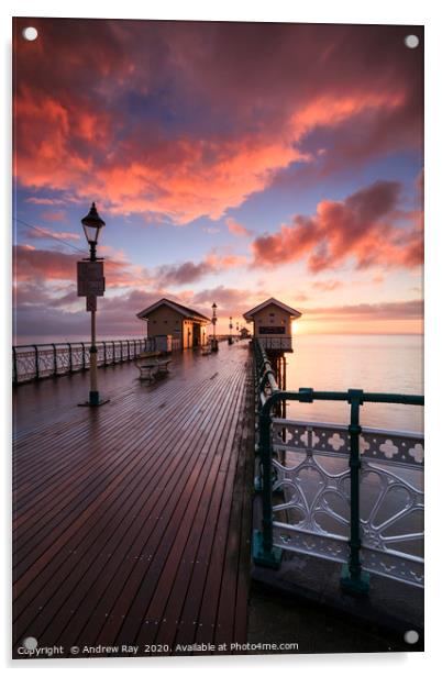 Sunrise from Penarth Pier Acrylic by Andrew Ray