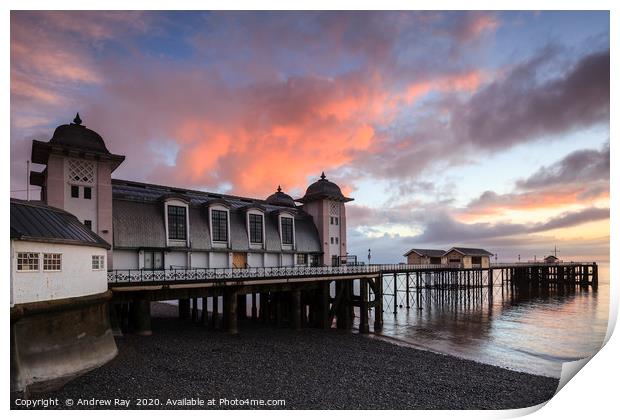 Sunrise over Penarth Pier Print by Andrew Ray