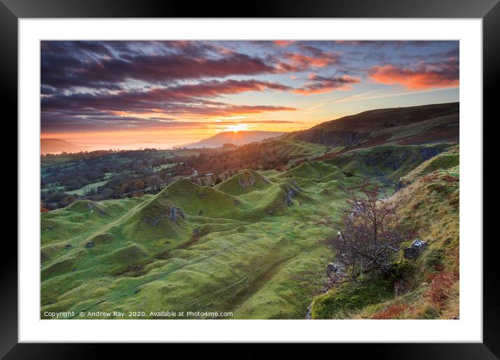 Towards sunrise (LLangattock Escarpment). Framed Mounted Print by Andrew Ray