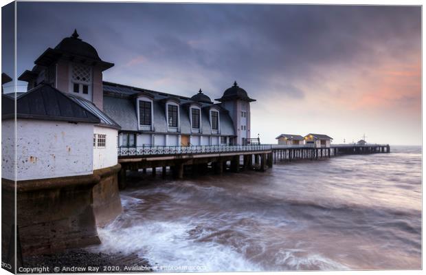 Winter sunrise at Penarth Pier Canvas Print by Andrew Ray