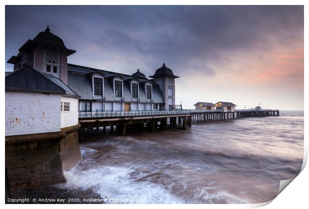Winter sunrise at Penarth Pier Print by Andrew Ray