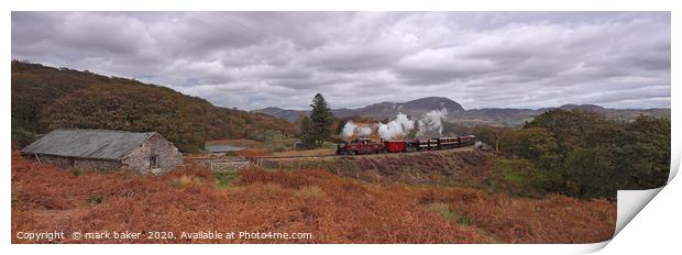 Merddin Emrys with Vintage Train. Print by mark baker