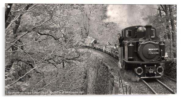 Fairlie hauled slate train at Creuau. Acrylic by mark baker