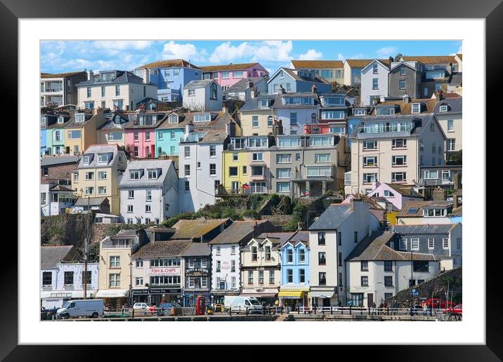 Vibrant Coastal Village Scene Framed Mounted Print by Simon Marlow