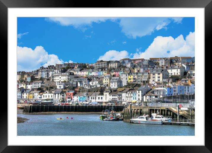 The colourful houses of Brixham in Devon Framed Mounted Print by Simon Marlow