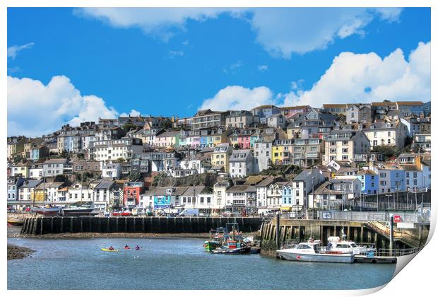The colourful houses of Brixham in Devon Print by Simon Marlow