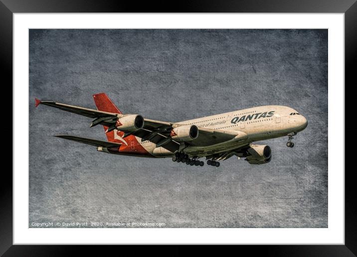 Qantas Airbus A380 Metal Framed Mounted Print by David Pyatt