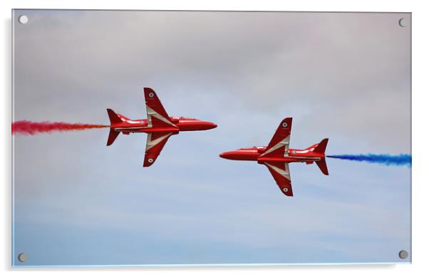 Red Arrows Crossover Aerobatics Acrylic by Simon Marlow