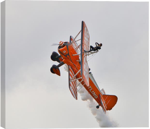 Thrilling Wing Walking Extravaganza Canvas Print by Simon Marlow