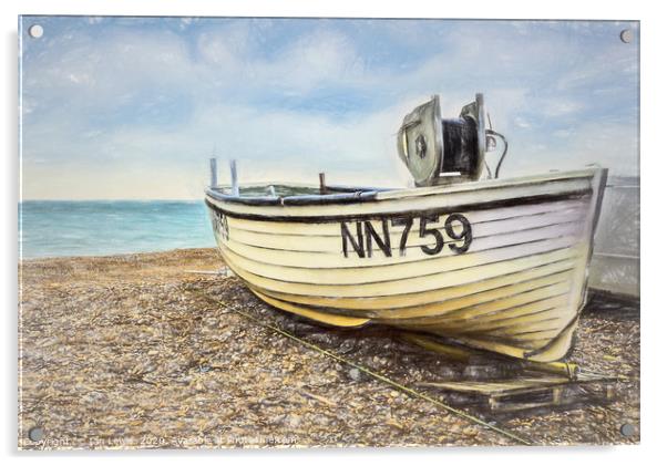 Fishing Boat On Shingle Acrylic by Ian Lewis