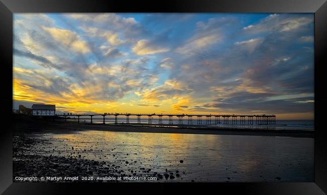 Saltburn Pier Sunset Framed Print by Martyn Arnold