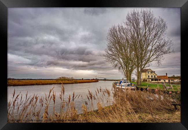 On the bank of the River Yare Framed Print by Chris Yaxley