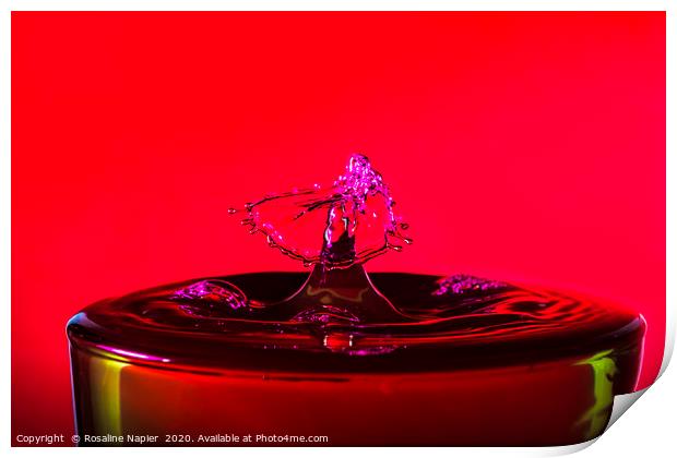 Water drop red background Print by Rosaline Napier