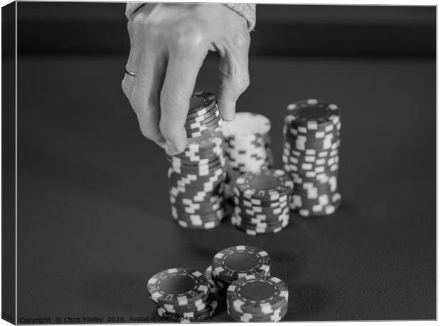 Betting on a poker hand Canvas Print by Chris Yaxley
