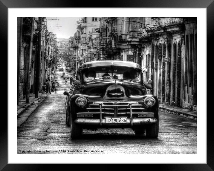 Havana taxi Framed Mounted Print by henry harrison