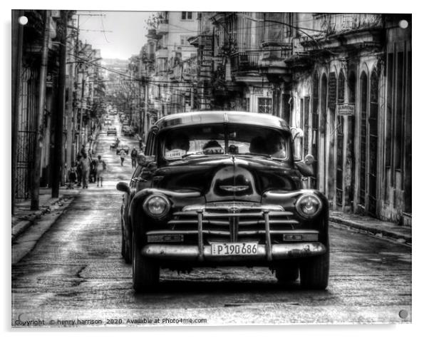 Havana taxi Acrylic by henry harrison