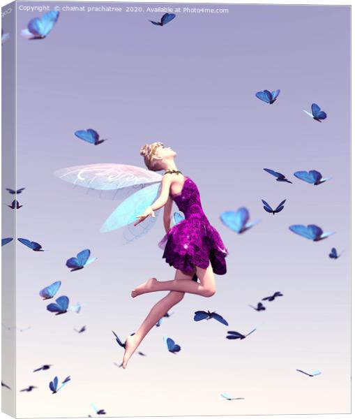 3d rendering of a fairy flying on the sky surround Canvas Print by chainat prachatree