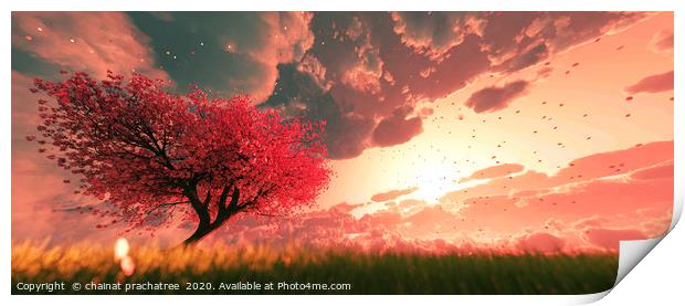 Garden of heaven,Background of sakura tree flower  Print by chainat prachatree