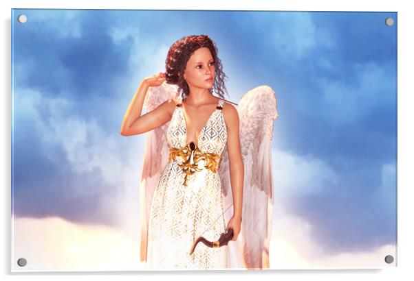 An angel with an arrow,3d illustration Acrylic by chainat prachatree
