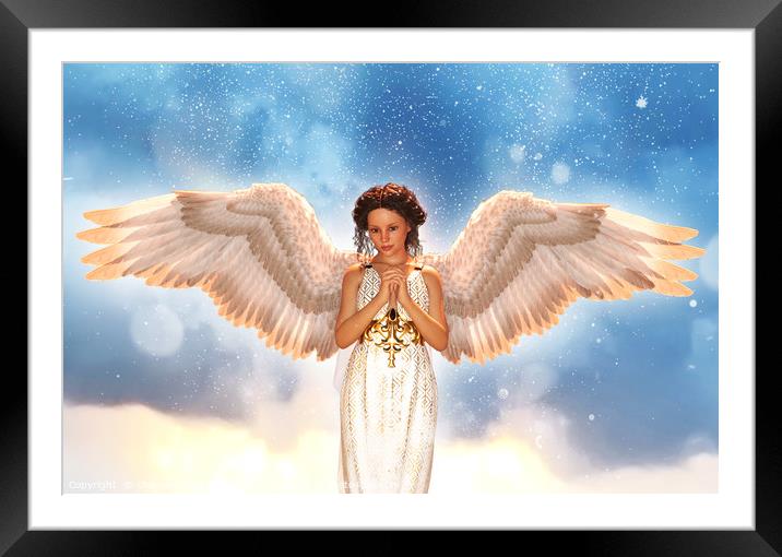 An angel in heaven,3d illustration Framed Mounted Print by chainat prachatree