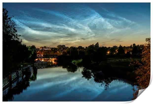 Noctilucent cloud over the River Great Ouse, Ely,  Print by Andrew Sharpe