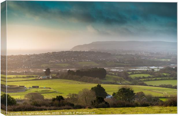 Sandown From Brading Down Canvas Print by Wight Landscapes
