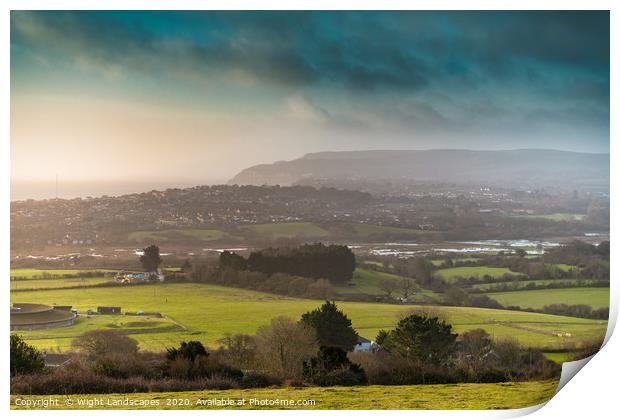 Sandown From Brading Down Print by Wight Landscapes