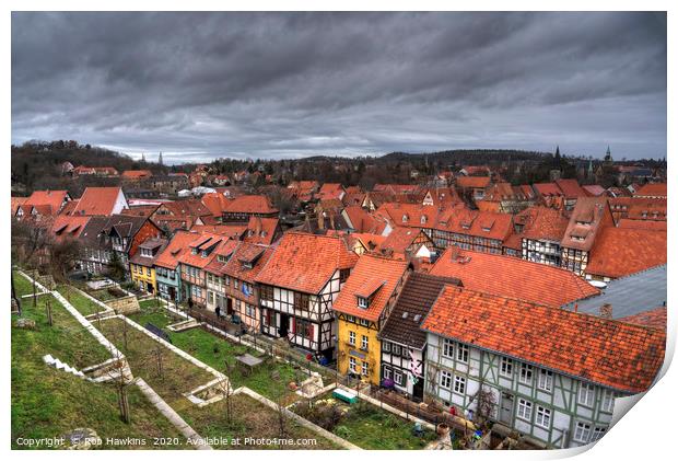 Quedlinburg Rooftops Print by Rob Hawkins