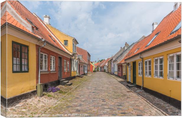 an idyllic street with cobblestone and old houses  Canvas Print by Stig Alenäs