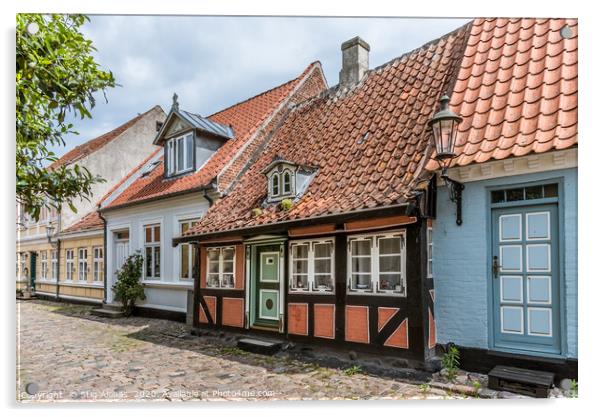 A romantic fairytale halftimbered house on a cobbl Acrylic by Stig Alenäs