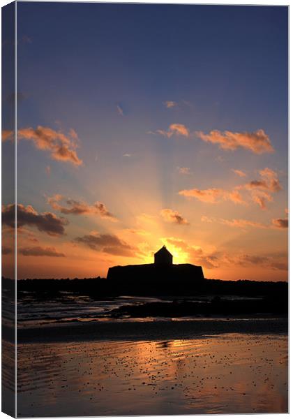 Sunset at St Cwyfan's Canvas Print by Gail Johnson