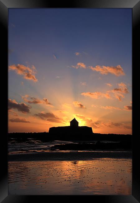 Sunset at St Cwyfan's Framed Print by Gail Johnson